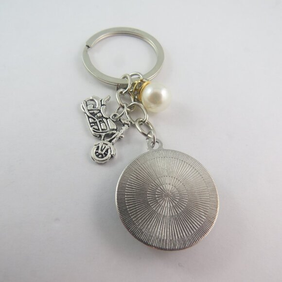 Motorcycle Keychain with Bike Charm Biker Key Ring Pearl Accent Rider Gifts - Picture 5 of 5
